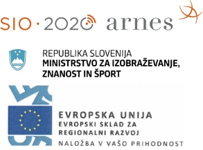 Logotipi projekta SIO 2020, Ministrstva za izobraževanje, znanost in razvoj ter Evropskega sklada za regionalni razvoj